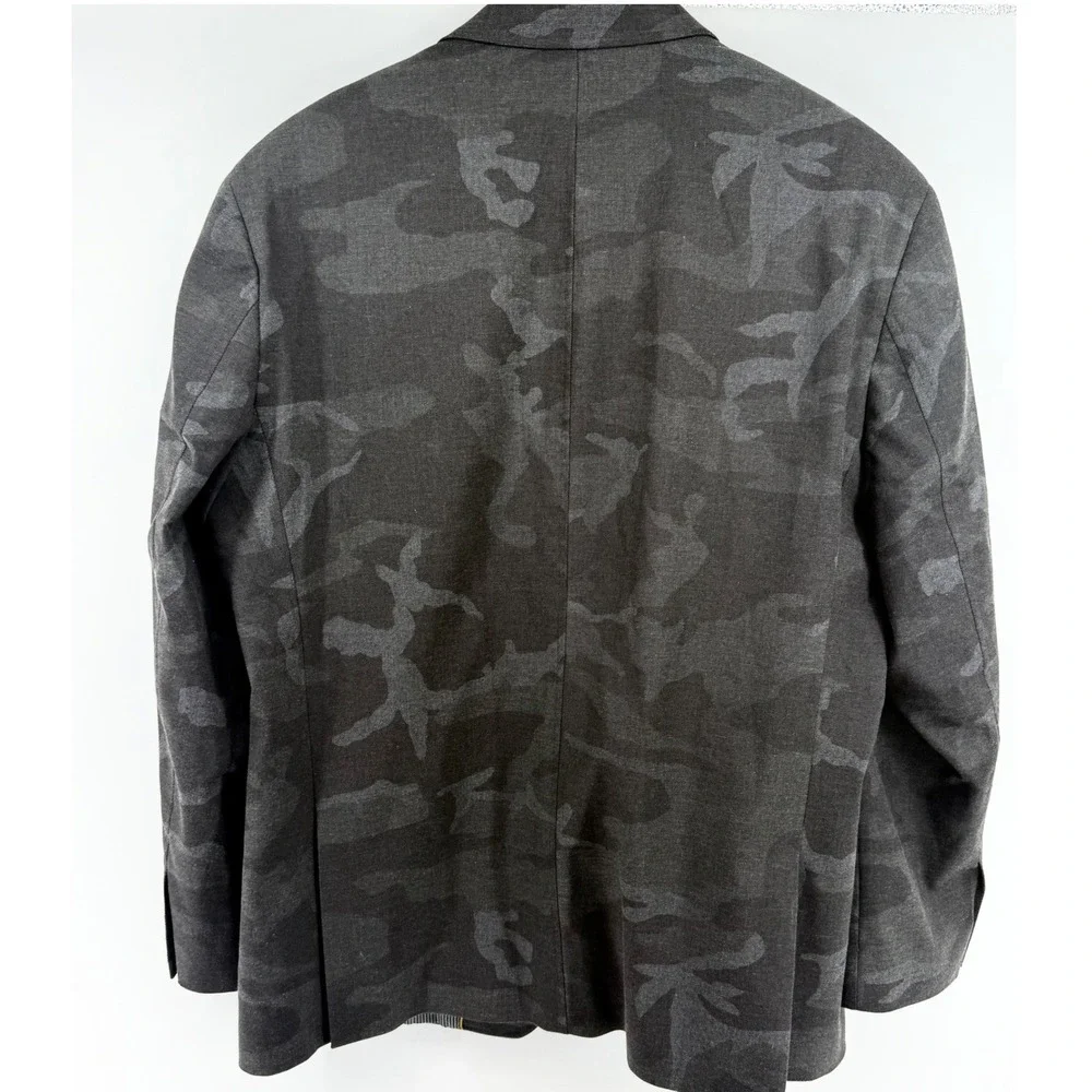 Murano Mens Slim Fit Camo Blazer Charcoal Grey Stretch Sport Coat XL Camouflage